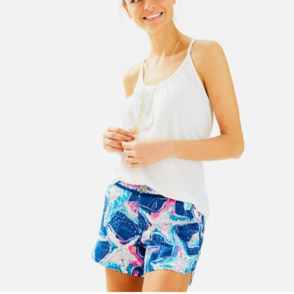 Lilly Pulitzer 3.5” Adie Shorts In Indigo Star Struck Starfish Small